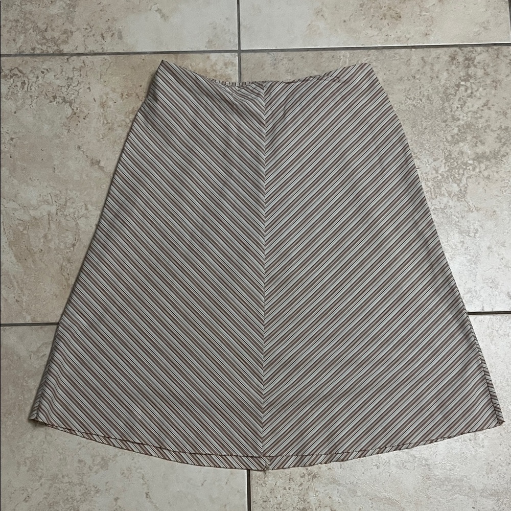 Dixie- Striped A-Line Skirt - Brown and White